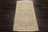 2x3 Mint, Beige, Blush Color Hand Knotted Afghan Oushak Wool Transitional Oriental Rug